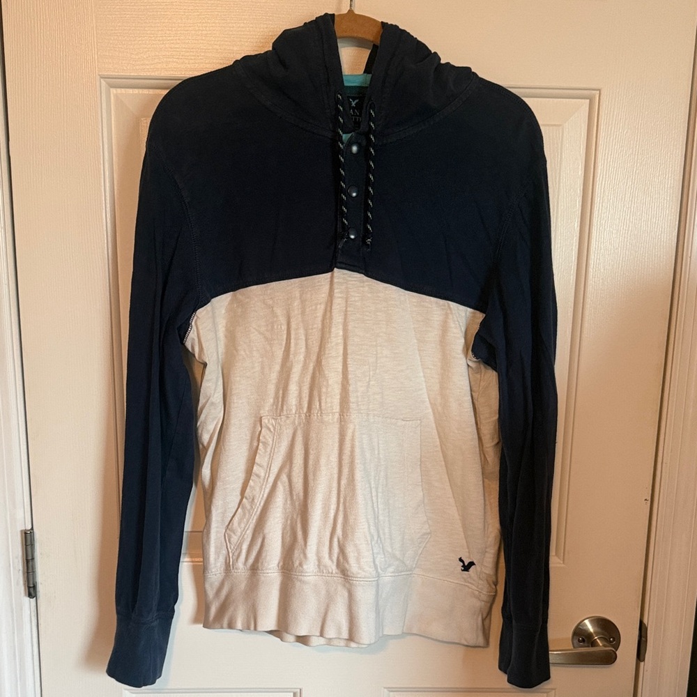 American Eagle Outfitters Navy and Cream Hoodie